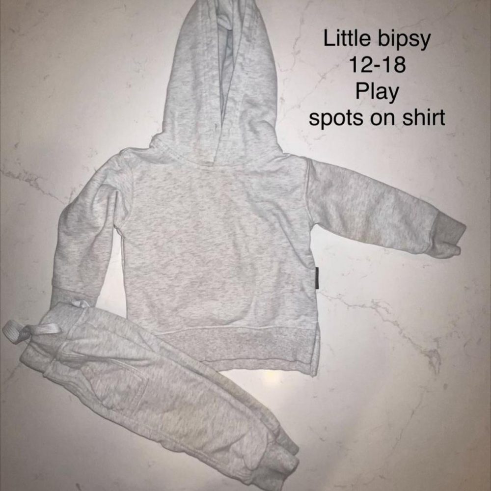 Little Bipsy gray hoodie and joggers set #babyfashion #loungewear